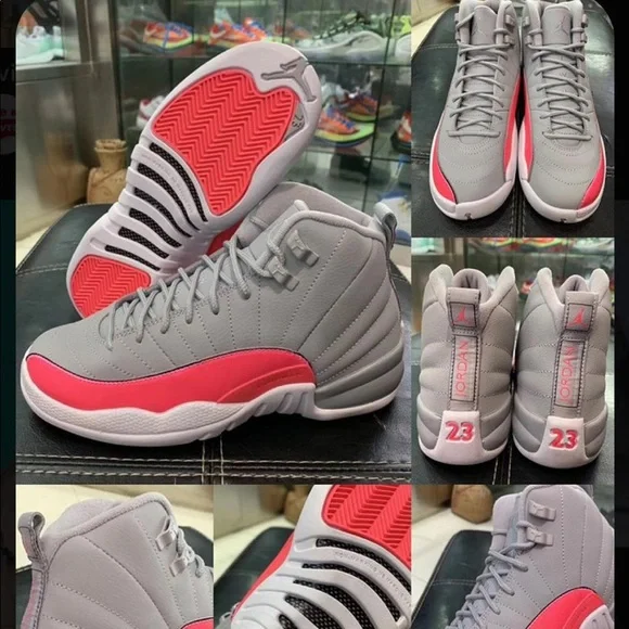 Jordan retro 12 gray and pink on sale
